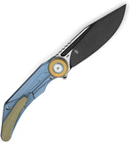 Bestech Knives Seraph Framelock Blue Titanium Folding M390 Pocket Knife T2403D