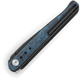 Bestech Knives Spear Phisher Framelock Titanium & Blue Carbon Fiber Folding M390 Knife 2405C