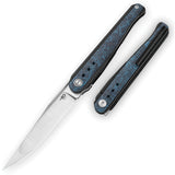 Bestech Knives Spear Phisher Framelock Titanium & Blue Carbon Fiber Folding M390 Knife 2405C