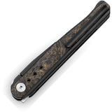 Bestech Knives Spear Phisher Framelock Titanium & Gold Carbon Fiber Folding M390 Knife 2405D