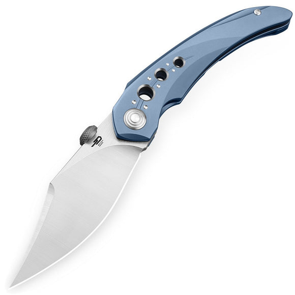 Bestech Knives Razon Framelock Blue Titanium Folding MagnaCut Pocket Knife KT2406A