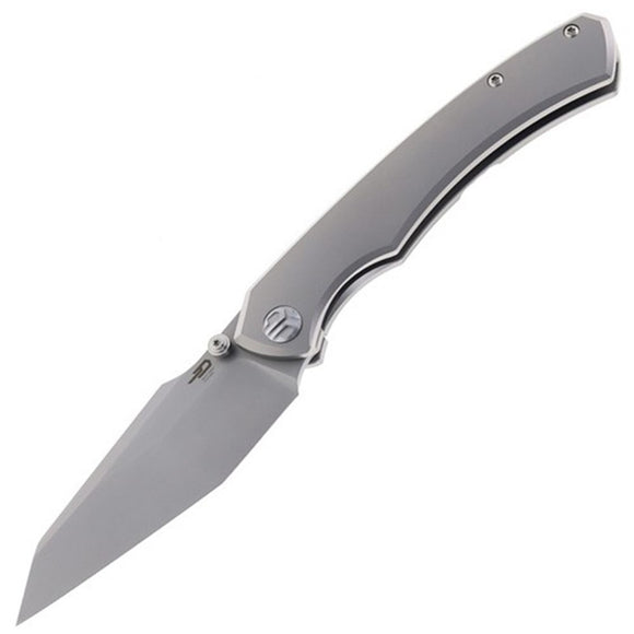 Bestech Knives Clastic Framelock White Bead Blast Titanium Folding MagnaCut Knife T2407C