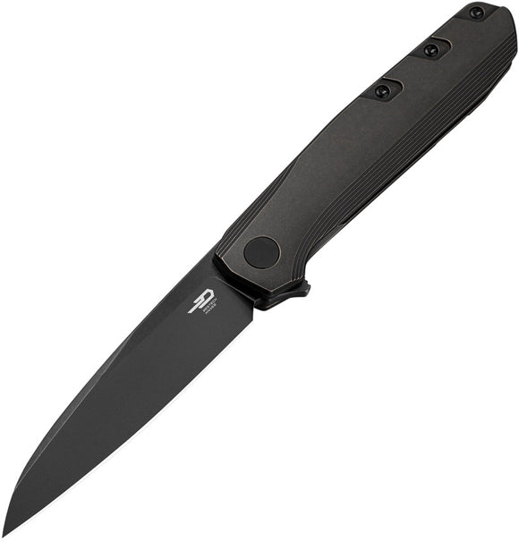 Bestech Knives 9 Framelock Black Titanium Folding Bohler M390 Pocket Knife 2408B