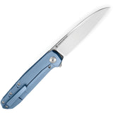 Bestech Knives 9 Framelock Blue Titanium Folding Bohler M390 Pocket Knife 2408C