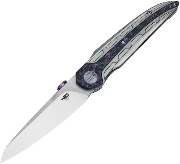 Bestech Knives Prydwen Titanium & Purple Haze Carbon Fiber Folding MagnaCut Knife OPEN BOX