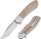 Bestech Knives Vestige Framelock Titanium & Tan Micarta Folding MagnaCut Knife 2411B