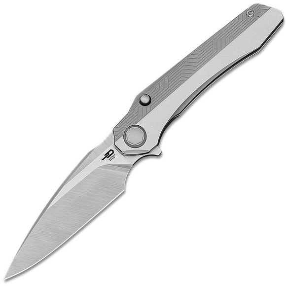 Bestech Knives Wet Nellie Button Lock Gray & Black Titanium Folding MagnaCut Knife T2505B