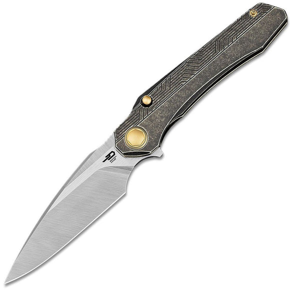 Bestech Knives Wet Nellie Button Lock Bronze & Black Titanium Folding MagnaCut Knife T2505C