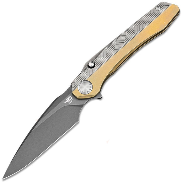 Bestech Knives Wet Nellie Button Lock Bronze & Gray Titanium Folding MagnaCut Knife T2505D