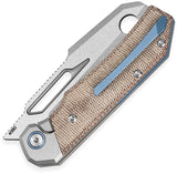 Bestech Knives Nyrrdreki Button Bolster Lock Gray Titanium & Natural Micarta Folding M390 Knife T2607A