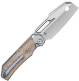 Bestech Knives Nyrrdreki Button Bolster Lock Gray Titanium & Natural Micarta Folding M390 Knife T2607A