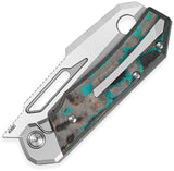 Bestech Knives Nyrrdreki Button Bolster Lock Gray Titanium & Shipwreck Carbon Fiber Folding M390 Knife T2607C