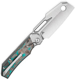 Bestech Knives Nyrrdreki Button Bolster Lock Gray Titanium & Shipwreck Carbon Fiber Folding M390 Knife T2607C