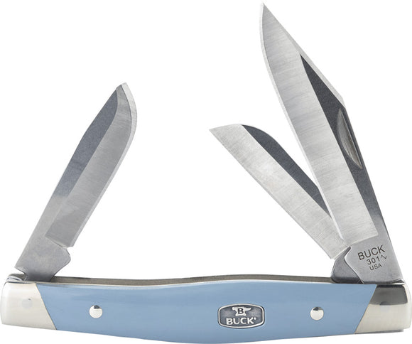 Buck Stockman Slip Joint Blue Valox Folding 420HC Stainless Pocket Knife 301BLS