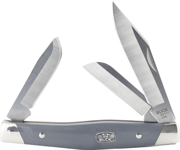 Buck Stockman Slip Joint Gray Valox Folding 420HC Stainless Pocket Knife 301GYS2