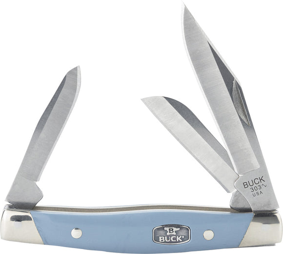 Buck Cadet Slip Joint Blue Valox Folding 420HC Stainless Pocket Knife 303BLS