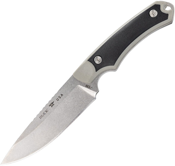 Buck Alpha Guide Select Gray GFN & Black 420HC Drop Point Fixed Blade Knife 663GYS