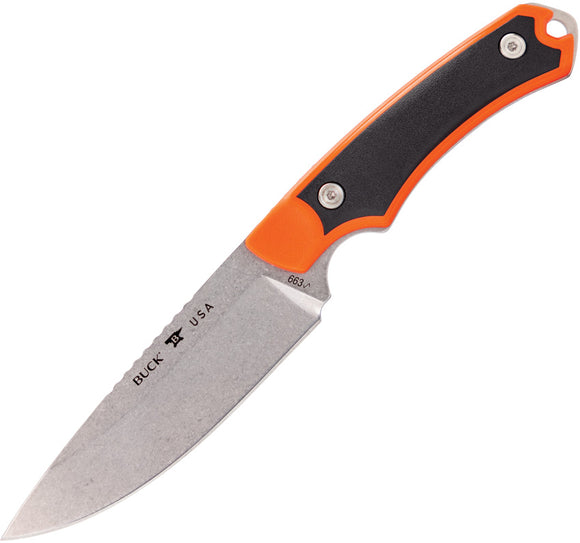 Buck Alpha Guide Select Orange GFN & Black 420HC Drop Point Fixed Blade Knife 663ORS