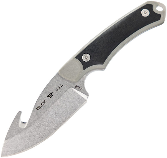Buck Alpha Hunter Select Gray GFN & Black 420HC Guthook Fixed Blade Knife 664GYG