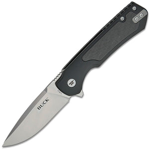 Buck Stinger Framelock Black Aluminum  & Carbon Fiber Folding D2 Steel Pocket Knife 714BKS