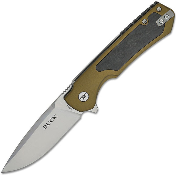 Buck Stinger Framelock Green Aluminum & Carbon Fiber Folding D2 Steel Pocket Knife 714GRS