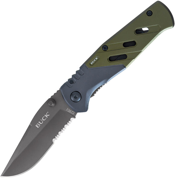 Buck Trekker XLT Linerlock Blue & Green Aluminum Folding Stainless Pocket Knife 736GRX