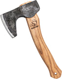 BEAVERCRAFT Bushcraft Ash Wood 1066 Carbon Steel Bearded Hatchet w/ Belt Sheath RAX6