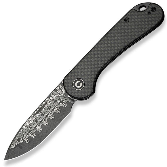 Civivi Elementum Slip Joint Twill Carbon Fiber Folding Damascus Pocket Knife 18062AJDS1