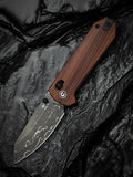 Civivi Yonder Crossbar Lock Guibourtia Wood Folding Damascus Pocket Knife 23073BDS1