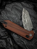 Civivi Yonder Crossbar Lock Guibourtia Wood Folding Damascus Pocket Knife 23073BDS1