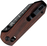 Civivi Yonder Crossbar Lock Guibourtia Wood Folding Damascus Pocket Knife 23073BDS2