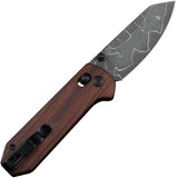 Civivi Yonder Crossbar Lock Guibourtia Wood Folding Damascus Pocket Knife 23073BDS2