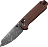 Civivi Yonder Crossbar Lock Guibourtia Wood Folding Damascus Pocket Knife 23073BDS2