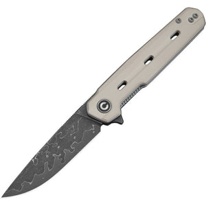 Civivi Navo Linerlock Ivory G10 Folding Damascus Drop Pt Pocket Knife 25015ADS1