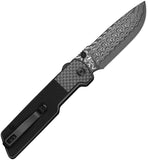 Civivi Zygon Top Crossbar Lock Carbon Fiber & Black G10 Folding Damascus Pocket Knife 25035BDS1
