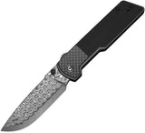 Civivi Zygon Top Crossbar Lock Carbon Fiber & Black G10 Folding Damascus Pocket Knife 25035BDS1