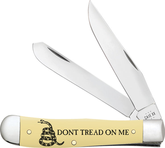 Case Cutlery Trapper Don't Tread On Me Yellow Folding Stainless Knife 06089