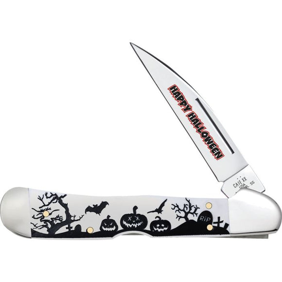 Case Cutlery Happy Halloween Copperlock White Folding Stainless Pocket Knife 10641