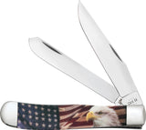 Case Cutlery Trapper Patriotic Color Syntheitc Folding Stainless Pocket Knife 10647