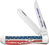 Case Cutlery John Wayne Mini Trapper Red & White & Blue Bone Folding Pocket Knife 10718