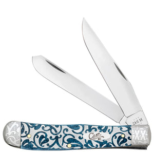 Case Cutlery Trapper Ivy Mediterranean Blue Bone Folding Stainless Pocket Knife 10750