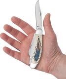 Case Cutlery Sowbelly US Flag Natural Bone Folding Stainless Pocket Knife 10767