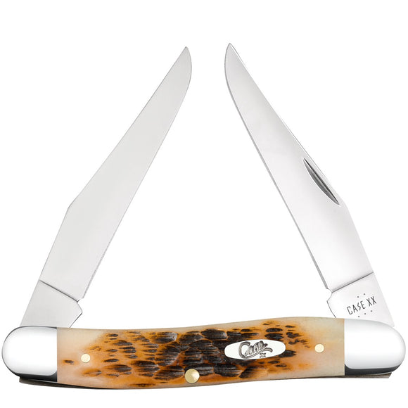 Case Cutlery Muskrat Jigged Amber Bone Folding Stainless Pocket Knife 10798