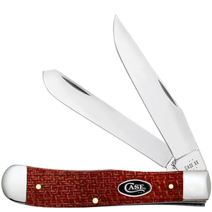 Case Cutlery Trapper Dark Red Burlap Micarta Folding Carbon Steel Pocket Knife 12270