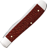 Case Cutlery Mini Trapper Dark Red Burlap Micarta Folding Carbon Steel Pocket Knife 12271