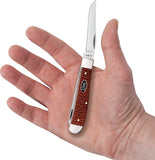 Case Cutlery Mini Trapper Dark Red Burlap Micarta Folding Carbon Steel Pocket Knife 12271