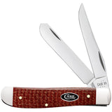 Case Cutlery Mini Trapper Dark Red Burlap Micarta Folding Carbon Steel Pocket Knife 12271