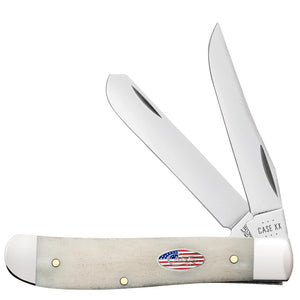 Case Cutlery Mini Trapper Stars & Stripes Natural Bone Folding Carbon Steel Knife 14091