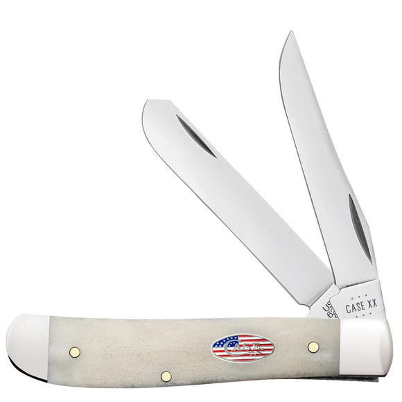 Case Cutlery Mini Trapper Stars & Stripes Natural Bone Folding Carbon Steel Knife 14091