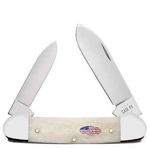 Case Cutlery Canoe Stars & Stripes Natural Bone Folding Carbon Steel Knife 14092